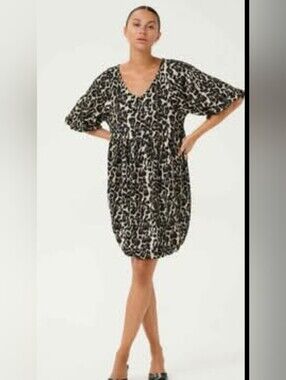 Kaffe Leopard Print Balloon Dress